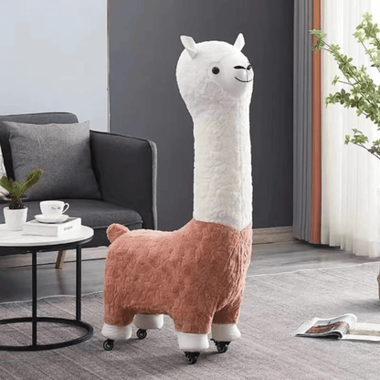 Multi-Purpose Alpaca Fleece Fabric Footstool with Wheels(115cm)