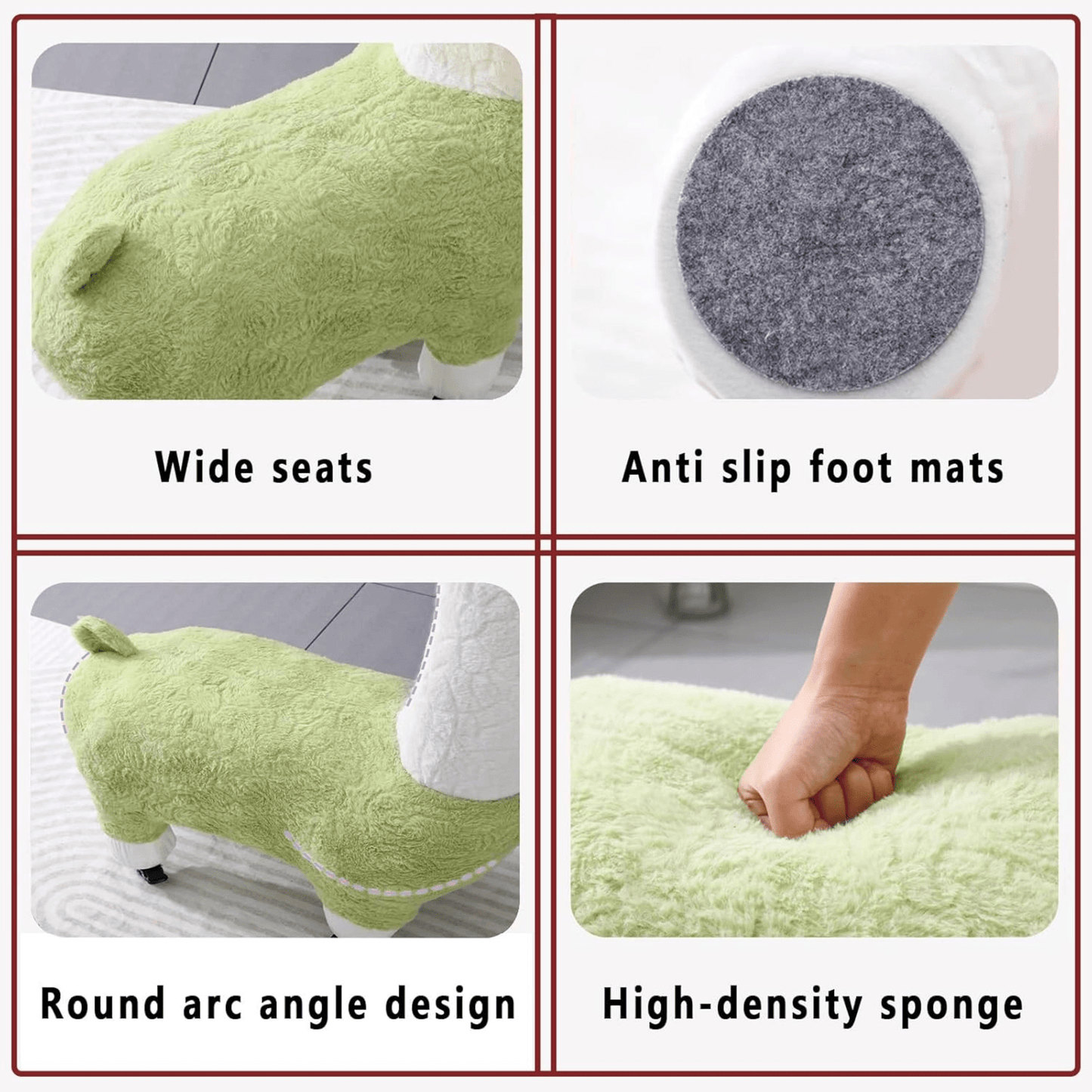 Multi-Purpose Alpaca Fleece Fabric Footstool with Wheels(115cm)