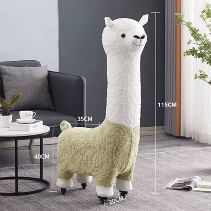 Multi-Purpose Alpaca Fleece Fabric Footstool with Wheels(115cm)